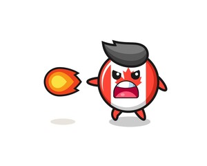 cute canada flag mascot is shooting fire power