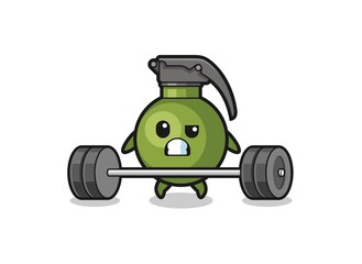cartoon of grenade lifting a barbell