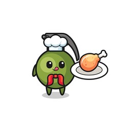 grenade fried chicken chef cartoon character
