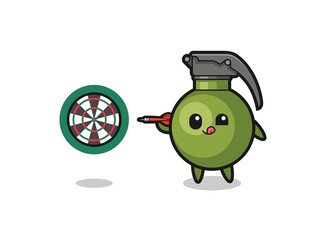 cute grenade is playing dart