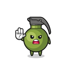 grenade character doing stop gesture