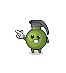 grenade mascot pointing top left