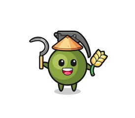 grenade Asian farmer holding paddy