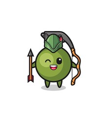 grenade cartoon as medieval archer mascot