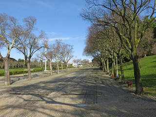 Eduardo VII park in a sunny winter day, Lisbon, Portugal.