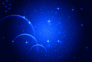 deep night galaxy illustration with planets and stars premium vector
