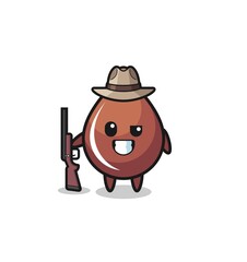 chocolate drop hunter mascot holding a gun