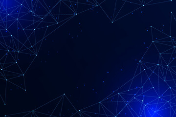 Blue technology and Science abstract background with blue and white line dot. Connection concept. Internet cyber data link and network theme. Pro Vectoral illustration