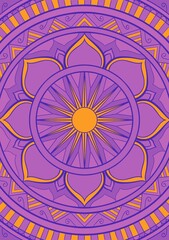 Colorful purple pink  mandala illustration pattern