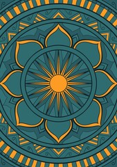 Colorful turquise mandala illustration pattern