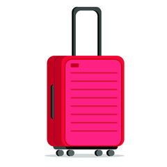 travel stroller suitcase bag isolated vector, luggage illustration that symbolize travelling and getting new emotions, suitcase  with pockets isolated on white background vector illustration