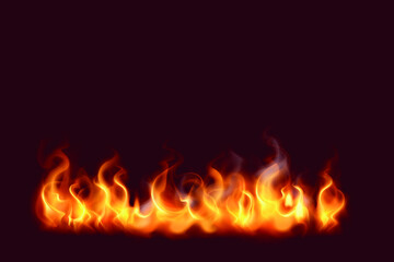 Burning red hot sparks realistic fire flames Premium Vector illustration