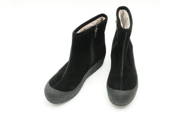 Youth women's suede shoes on a white background