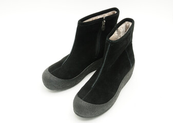 Youth women's suede shoes on a white background