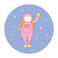 isolated astronaut space emblem, icon in flat style in bright colors