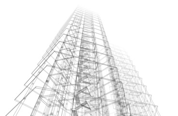 Architecture digital drawing 3d illustration