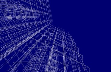 Architecture digital drawing 3d illustration