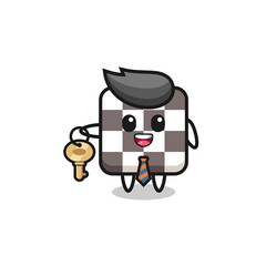 cute chess board as a real estate agent mascot