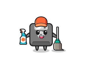 cute floppy disk character as cleaning services mascot
