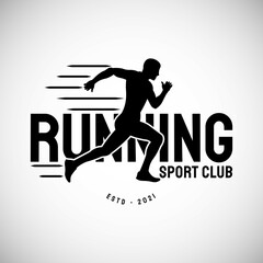 Running Sport Logo Vector Design Silhouette, Logo Sport, logo black and white