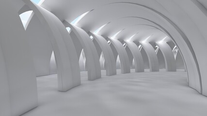 Architecture background arched interior 3d render