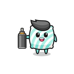 the cute pillow as a graffiti bomber