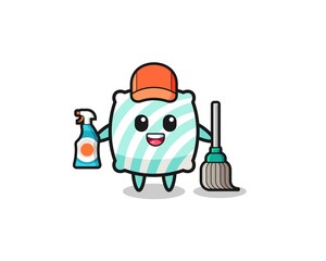 cute pillow character as cleaning services mascot