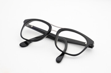 Optical eyeglasses on a white background.