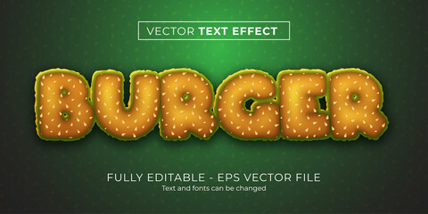 Burger text effect. editable font