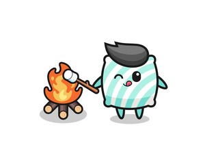 pillow character is burning marshmallow