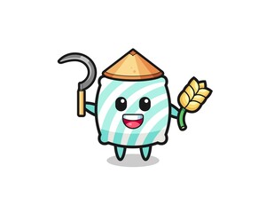 pillow Asian farmer holding paddy