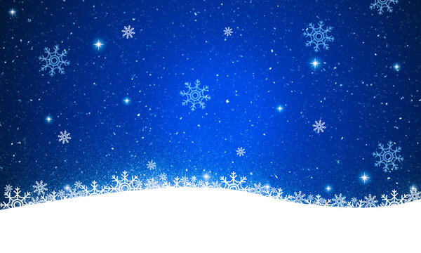 Abstract winter background with snow and falling snowflakes. Magic blue background for the Christmas holidays.