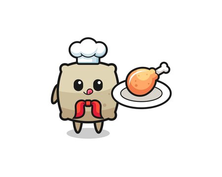 sack fried chicken chef cartoon character