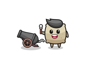Obraz premium cute sack shoot using cannon