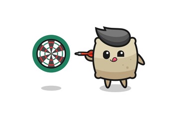 cute sack is playing dart