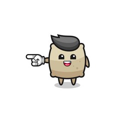 sack cartoon with pointing left gesture