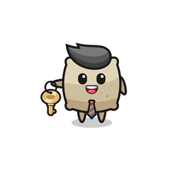 cute sack as a real estate agent mascot