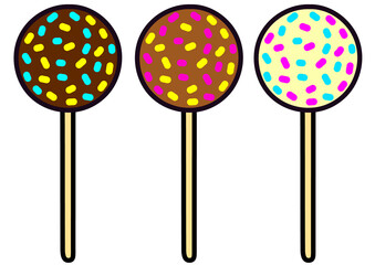 アイシングのついた棒つきチョコボールのベクター素材