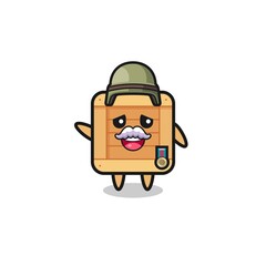 cute wooden box as veteran cartoon