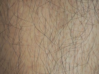 Man with a lot of black hair of the leg. closeup photo, blurred.