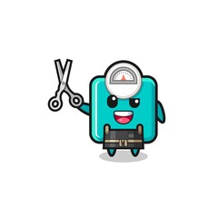 weight scale character as barbershop mascot