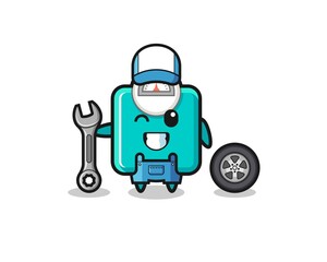 the weight scale character as a mechanic mascot