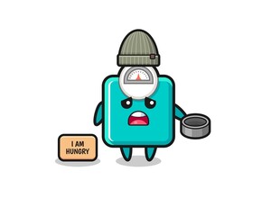 cute weight scale beggar cartoon character