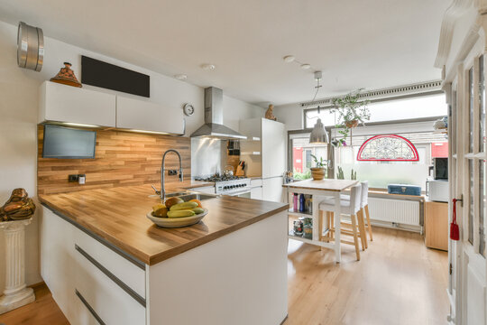 Kitchen Counter Near Table In Apartment