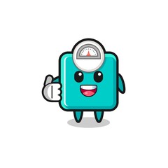 weight scale mascot doing thumbs up gesture