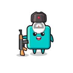 cute weight scale cartoon as Russian army