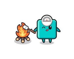 Fototapeta premium weight scale character is burning marshmallow