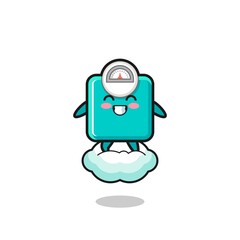 cute weight scale illustration riding a floating cloud