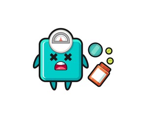 illustration of overdose weight scale character