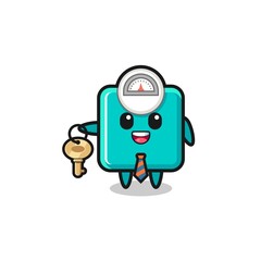 cute weight scale as a real estate agent mascot